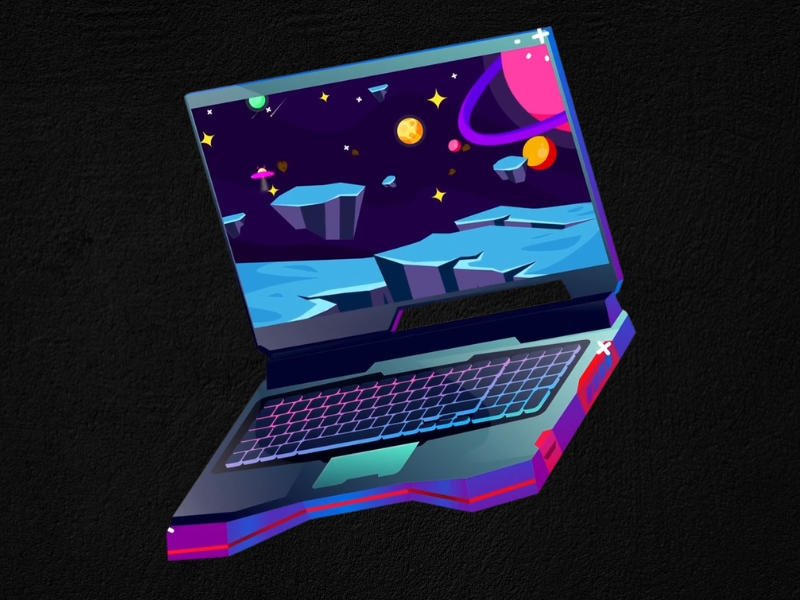 prikaz gaming laptopa ilustracija