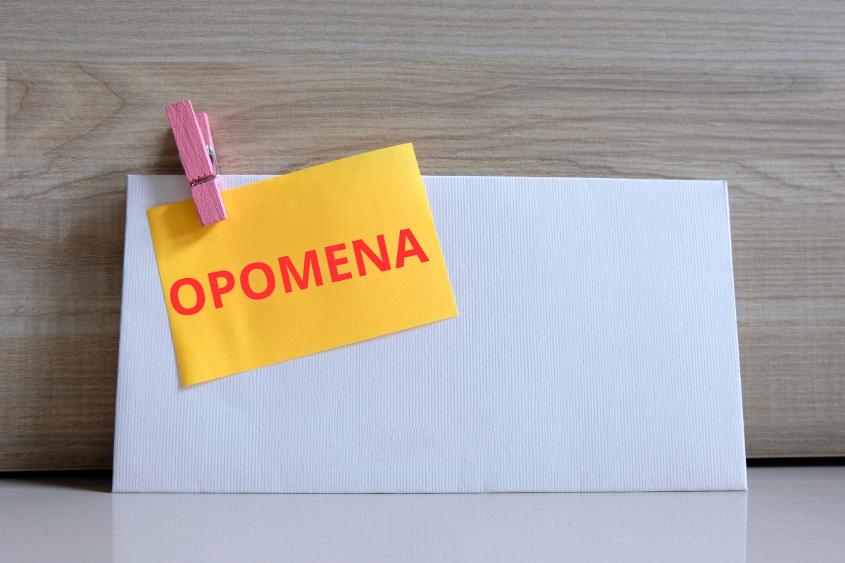 prikaz pisma na kom piše opomena