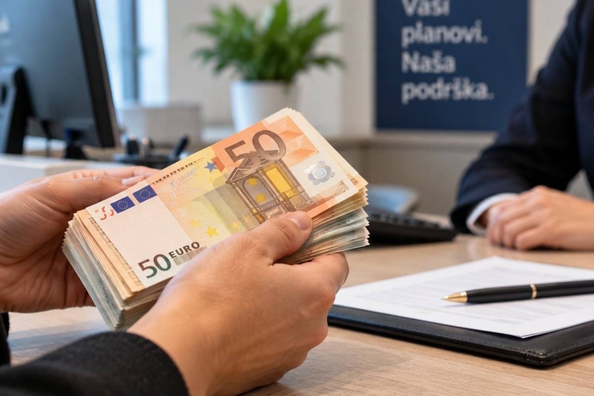 osoba uplaćuje 15000e na šalteru u banci 