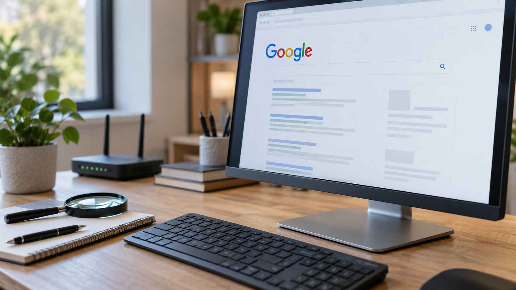 Google pretraga prikazana na monitoru računara tokom provere vidljivosti sajta.